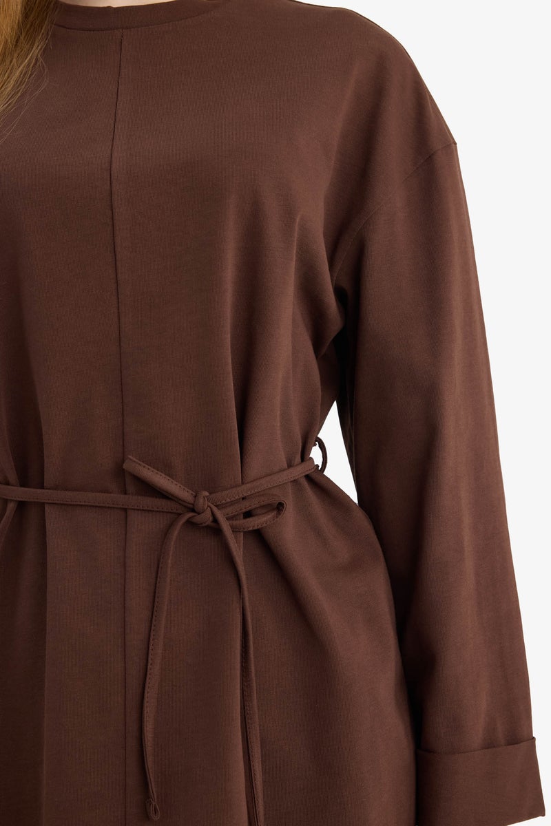 ديفاكتو تونيك كم طويل قصة فضفاضة برباط - Image 4